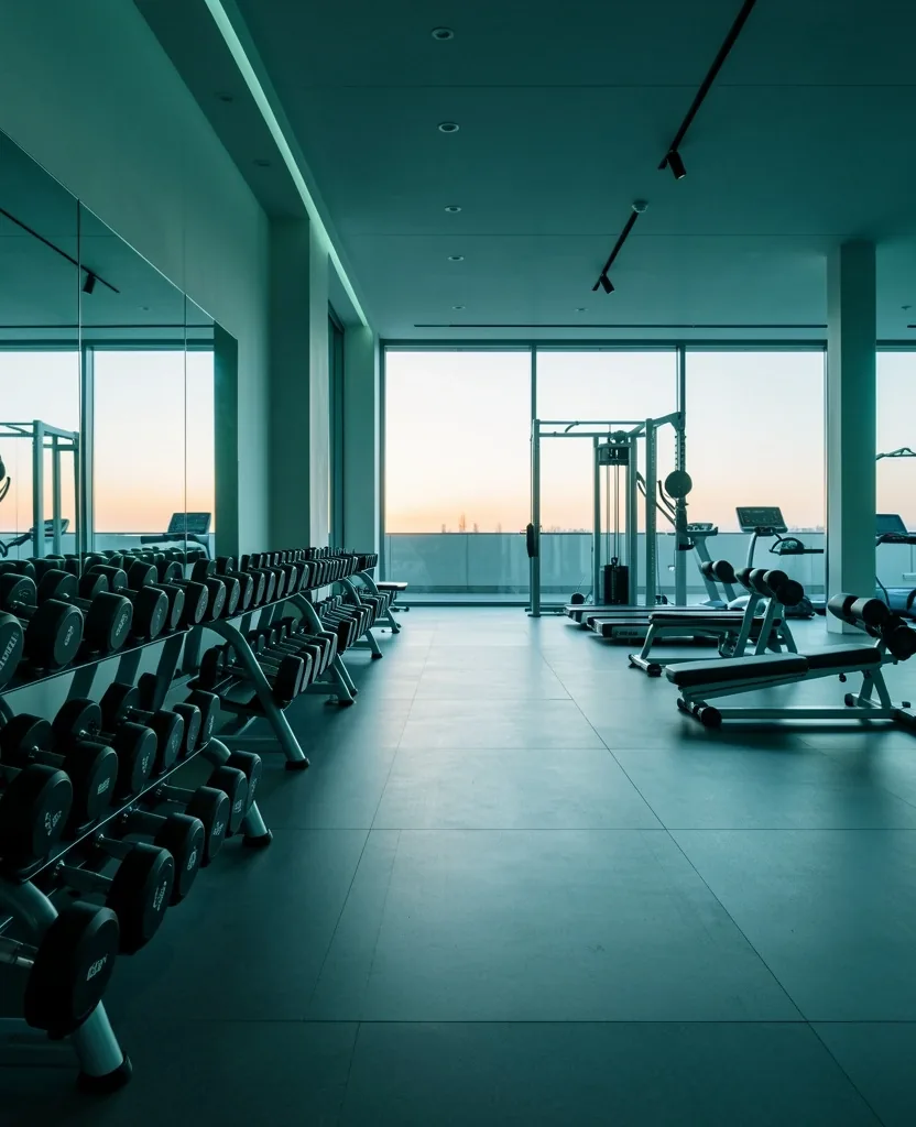 Salle de sport désaffectée à l'aube