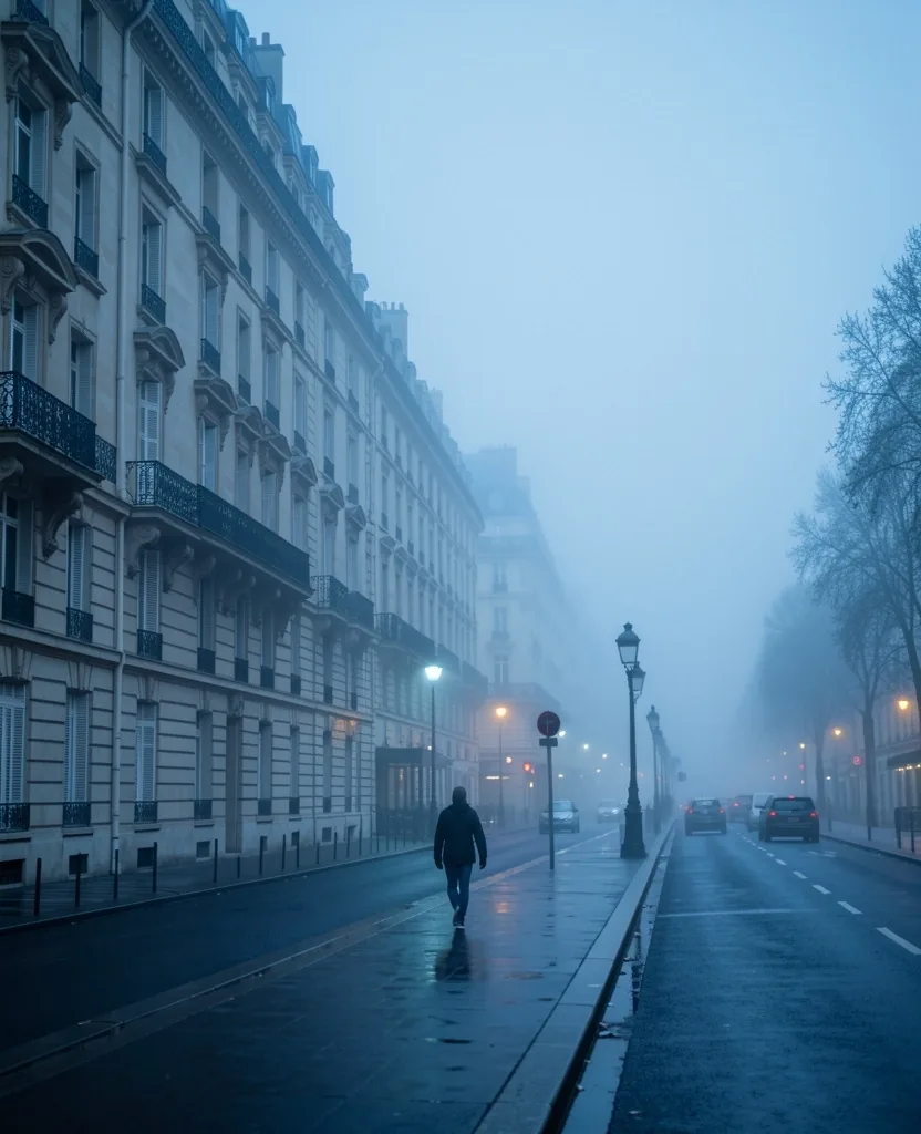 Boulevard parisien au lever du jour