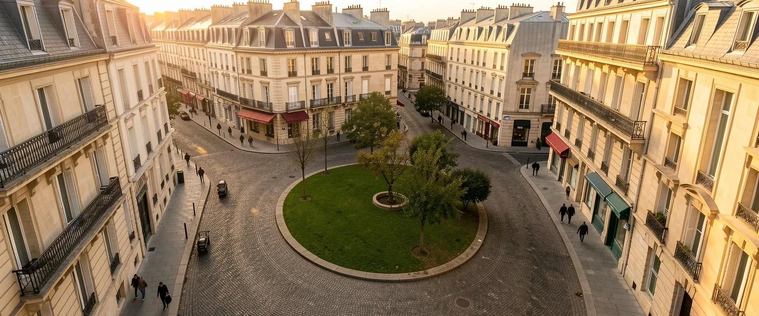 Vue aérienne d'un quartier parisien