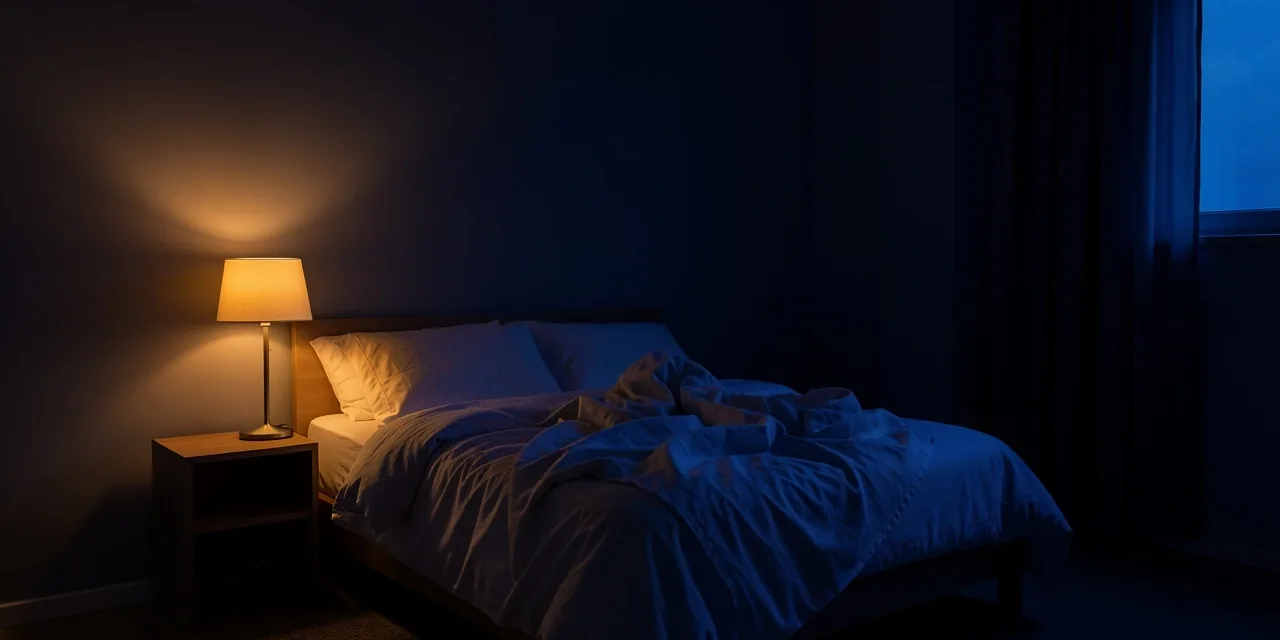 Chambre sobre et paisible à la lumière tamisée